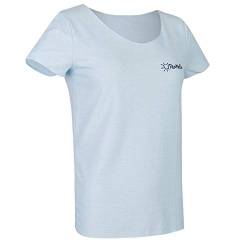 TanMeOn Durchbräunendes Damen T-Shirt tailliert, T-Shirt braun Werden. Farben: Weiss und Blau, Größen: S, M, L, XL, XXL (Hellblau, M) von TanMeOn