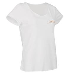 TanMeOn Durchbräunendes Damen T-Shirt tailliert, T-Shirt braun Werden. Farben: Weiss und Blau, Größen: S, M, L, XL, XXL (Weiss, XXL) von TanMeOn