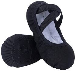 SKYSOAR Ballettschuhe Tanzschuhe Gymnastik Yoga Schuhe Split Sole Leder Wohnungen für Madchen Damen Kinder und Erwachsene, Schwarz, 33 EU von Tancefair