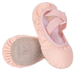 SKYSOAR Ballettschuhe Tanzschuhe Gymnastik Yoga Schuhe Split Sole Leder Wohnungen für Mädchen Damen Kinder und Erwachsene, Pink, 25 EU von Tancefair