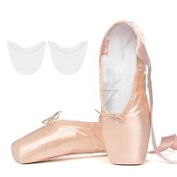 Tancefair Ballett Spitzenschuhe Ballettschläppchen Tanzschuhe mit dem genähten Band und Silikon Zehenpads für Mädchen Womens，Rose，Größe:30 (Bitte Zwei Nummern größer wählen) von Tancefair