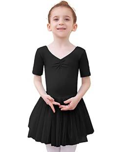 Tancefair Kinder Ballettbekleidung Ballettkleid Mädchen Kurzarm Balletttrikot Ballettanzug Baumwolle Tanzkleid Tanzbody Tanzkleidung aus mit Rock Tutu von Tancefair