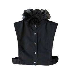 Tandou Rüschen Kragen Blusenkragen Damen Abnehmbarer, Krageneinsatz Einsatz Accessoires (Schwarz) von Tandou