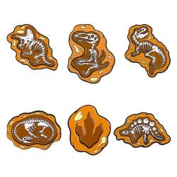 Tanduaji 6 Stücke Emaille Brosche Karikatur Pins Anstecker für Kids, Dinosaurier Fossil Form, Abzeichen Decor Pins Anstecker für Jacken/Revers/Rucksack von Tanduaji