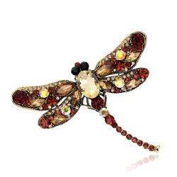 Tanduaji Damen Brosche Vintage Libelle Vergoldet Modeschmuck Braun von Tanduaji