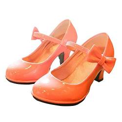 Mädchen Kinder Schuhe High Heels Prinzessin Schnürsenkel mit Schleife Mary Jane Halbschuhe(Rosa,31) von TangDao