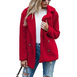 TangDao Damen Winter Jacke Elegant Casual PlüSch Mantel(Rot,M) von TangDao