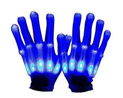 TangDao Halloween LED leuchtende Handschuhe Horror Skelett Schädel Klaue blinkende Handschuhe (blau, Erwachsene) von TangDao