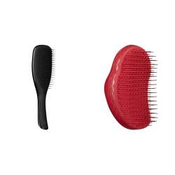 Tangle Teezer Wet Detangler Midnight Black, biegsamen Borsten und handlichem Griff & Thick und Curly Salsa Red, 1er Pack (1 x 1 Stück) von Tangle Teezer