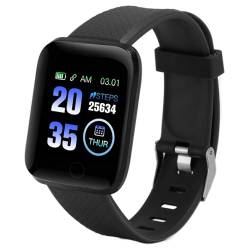 Tangxi 116 Plus Smartwatch für IOS 9.0 für Android 5.0, 1,3 Zoll IP67 Wasserdichte, Stilvolle, Sportliche Smartwatch für Männer und Frauen, Unterstützt Schrittzählung, Musikwiedergabe von Tangxi