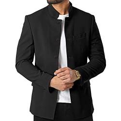 Herren Casual Anzug Blazer Jacken Stehkragen Leicht Gefüttert Sport Mäntel Business Mäntel, schwarz, 3XL von Tankaneo