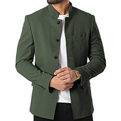 Herren Freizeitanzug Blazer Stehkragen Einreihige Businessjacken, dunkelgrün, 3XL von Tankaneo