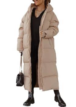 Tankaneo Damen Lange Wintermantel mit abzippbarer Kapuze Langarm Puffer Gesteppter Mantel Funktionsjacke in Daunenoptik Winter Oberbekleidung,Kamel,XXL von Tankaneo