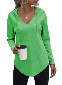Tanmolo Kapuzenpullover Damen Baumwolle Hoodie Pullover Sweatshirt Langarm Tops Casual Oberteile (Apfelgrün, L) von Tanmolo