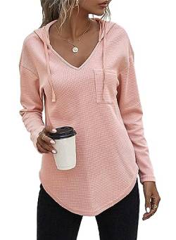 Tanmolo Kapuzenpullover Damen Hoodie Pullover Sweatshirt Langarm Tops Casual Oberteile (Hellrosa, XL) von Tanmolo