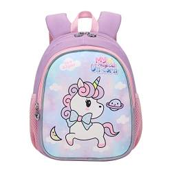 Tanou Kinderrucksack Mädchen von 1-5 Jahre, 6L Rucksack Kinder für Kindergarten mit Brustgurt, Süße Kindergartenrucksack im Cartoon-Tier-Stil für Kita Mädchen, Lila Einhorn von Tanou