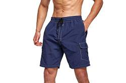 Tansozer Badehose Herren Badeshorts Herren Kurz Schwimmhosen für Männer Kurze Hosen Badehosen Schnelltrocknend Beach Shorts Herren Boardshorts Dunkelblau M von Tansozer