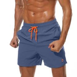 Tansozer Badehose Herren Badeshorts Herren Shorts Kurze Hosen Herren Schnelltrocknend Schwimmhose Männer Boardshorts mit Kordel Denim Blau S von Tansozer