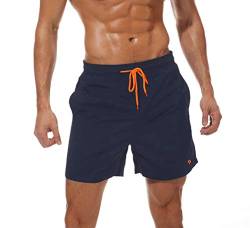 Tansozer Badehose Herren Badeshorts Herren Shorts Kurze Hosen Herren Schnelltrocknend Schwimmhose Männer Boardshorts mit Kordel Dunkelblau XL von Tansozer