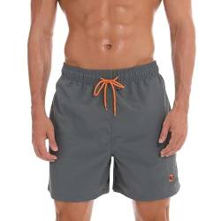 Tansozer Badehose Herren Badeshorts Herren Shorts Kurze Hosen Herren Schnelltrocknend Schwimmhose Männer Boardshorts mit Kordel Grau 2XL von Tansozer