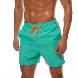 Tansozer Badehose Herren Badeshorts Herren Shorts Kurze Hosen Herren Schnelltrocknend Schwimmhose Männer Boardshorts mit Kordel Grün 2XL von Tansozer