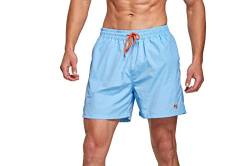 Tansozer Badehose Herren Badeshorts Herren Shorts Kurze Hosen Herren Schnelltrocknend Schwimmhose Männer Boardshorts mit Kordel Hellblau 3XL von Tansozer