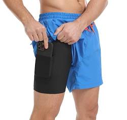 Tansozer Badehose Herren Badeshorts Kurz Schwimmhose Für Herren Schnelltrocknend Badehosen Kompression Männer Boardshorts Badehose mit Innenhose Navy Blau S von Tansozer