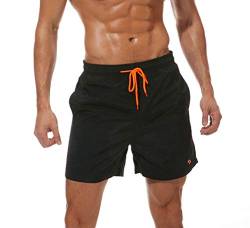 Tansozer Badeshorts Herren Badehose Herren Shorts Kurze Hosen Herren Schnelltrocknend Schwimmhose Männer Boardshorts mit Kordel Schwarz L von Tansozer