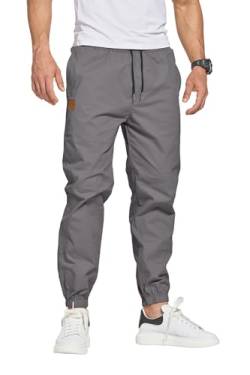 Tansozer Cargohose Herren Jogginghose Herren Baumwolle Herren Hose Chino Cargo Hose Sporthose Casual Freizeithose Trousers Elastische Taille mit Kordelzug Sweatpants Herren mit Taschen Grau 2XL von Tansozer