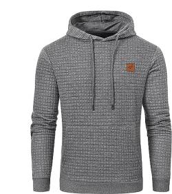 Tansozer Herren Hoodie Casual Pullover Hoodies Sweatshirt Kapuzenpullover mit Tasche Hellgrau 2XL von Tansozer