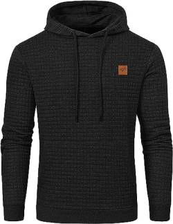 Tansozer Hoodie Herren Casual Pullover Hoodies Sweatshirt Kapuzenpullover mit Tasche Schwarz 2XL von Tansozer