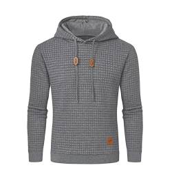 Tansozer Hoodie Herren Classics Basic Sweatshirt Casual Long Sleeve Checked Kapuzenpullover Herren Hellgrau 2XL von Tansozer