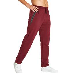 Tansozer Joggerhose Herren Baumwolle Trainingshose Herren Jogginghose Herren Lange Jogginghose Herren Reißverschlusstaschen Ärmellos Rot M von Tansozer