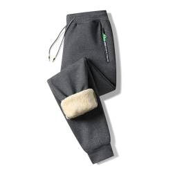 Tansozer Jogginghose Herren Baumwolle Winter Fleece Sweathose Herren Hose Trainingshose Herren Lang mit Gummizug Reißverschluss Taschen Dunkelgrau1909 2XL von Tansozer