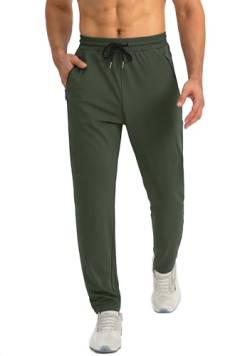 Tansozer Jogginghose Herren Trainingshose Sporthose Herren Lang Atmungsaktiv Track Pants Sweatpants Herren Sport Hosen Männer Jogger Fitness Hosen Slim Fit Hose Armee Grün 3XL von Tansozer