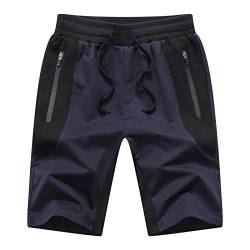 Tansozer Kurze Hosen Herren Mit Taschen Shorts Herren Sommer Sport Gym Shorts Jogginghose Herren Kurz Sweat Kurze Hose MäNner Jogging Shorts Blau XL von Tansozer