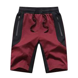 Tansozer Kurze Hosen Herren Mit Taschen Shorts Herren Sommer Sport Gym Shorts Jogginghose Herren Kurz Sweat Kurze Hose MäNner Jogging Shorts Rot 3XL von Tansozer