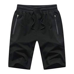 Tansozer Kurze Hosen Herren Mit Taschen Shorts Herren Sommer Sport Gym Shorts Jogginghose Herren Kurz Sweat Kurze Hose MäNner Jogging Shorts Schwarz S von Tansozer