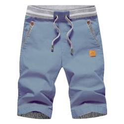 Tansozer Kurze Hosen Herren Shorts Herren Sommer Chino Gummizug Denim Blau M von Tansozer