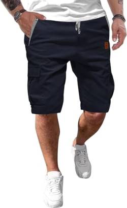 Tansozer Kurze Hosen Herren Shorts Herren Sommer Freizeit Chino Baumwolle mit 6 Taschen Blau XL von Tansozer