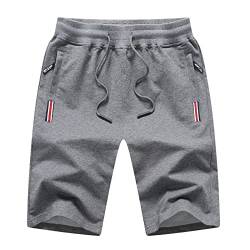 Tansozer Kurze Hosen Herren Shorts Sommer Sport Shorts Jogginghose Kurz Herren Baumwolle Gym Sweat Running Fitness Shorts Herren Jogging Kurze Hose Männer Grau S von Tansozer