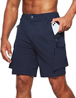 Tansozer Kurze Hosen Herren Sommer Leichte Schnelltrocknend Wanderhose Kurz Stretch Cargo Bermuda Sporthose Outdoor Trekking Wandern Shorts Herren Mountainbike, Arbeit, Sports Blau L von Tansozer