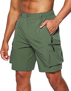 Tansozer Kurze Hosen Herren Sommer Schnelltrocknend Wanderhose Shorts Herren Stretch Cargo Bermuda Sporthose Outdoor Trekking Wandern Männer Kurze Armee grün L von Tansozer