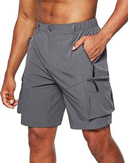 Tansozer Kurze Hosen Herren Sommer Schnelltrocknend Wanderhose Shorts Herren Stretch Cargo Bermuda Sporthose Outdoor Trekking Wandern Männer Kurze Dunkelgrau 3XL von Tansozer