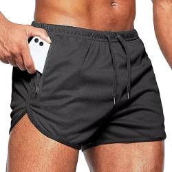 Tansozer Kurze Hosen Herren Sommer Shorts Herren Sport Sweatshorts Running Gym Shorts Kurze Jogginghose Herren Sweat Fitness Jogging Shorts Mit Taschen Männer Shorts Grau 2XL von Tansozer