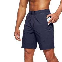 Tansozer Kurze Hosen Herren Sport Shorts Herren Sommer Running Gym Shorts Fitness Sweat Jogging Shorts Sweatshorts Laufshorts Kurze Hose Männer mit Reißverschlusstaschen Blau L von Tansozer