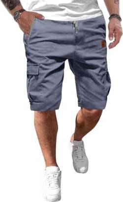 Tansozer Shorts Herren Cargo Kurze Hosen Herren Sommer Freizeit Chino Baumwolle mit Taschen Denim Blau 2XL von Tansozer