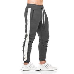 Tansozer Trainingshose Herren Lang Jogginghose Gym Sporthose Männer Sweatpants Herren Reissverschluss Trackpants mit Gummizug Sport Jogging Hose Herren Fitness Grau S von Tansozer