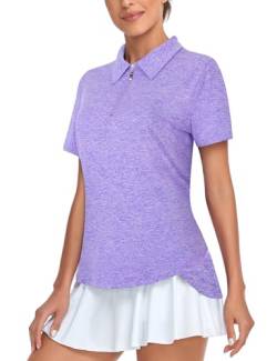 Tanst Sky Damen Golf Poloshirts Kurzarm Feuchtigkeitstransport Tennisshirt Athletic Workout Tops Schnell trocknend, Violett, XX-Large von Tanst Sky