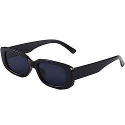 Taomeng Retro-Sonnenbrille mit kleinem Rahmen, für Damen und Herren, trendig, rechteckig, Sonnenbrille, Kreuzrand, All-Match-Sonnenbrille, Schwarz von Taomeng